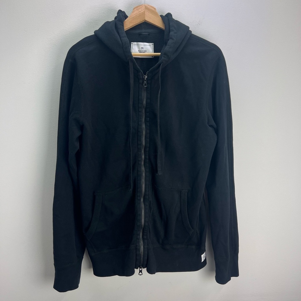 Reigning Champ Black Full-Zip Hooded Sweatshirt